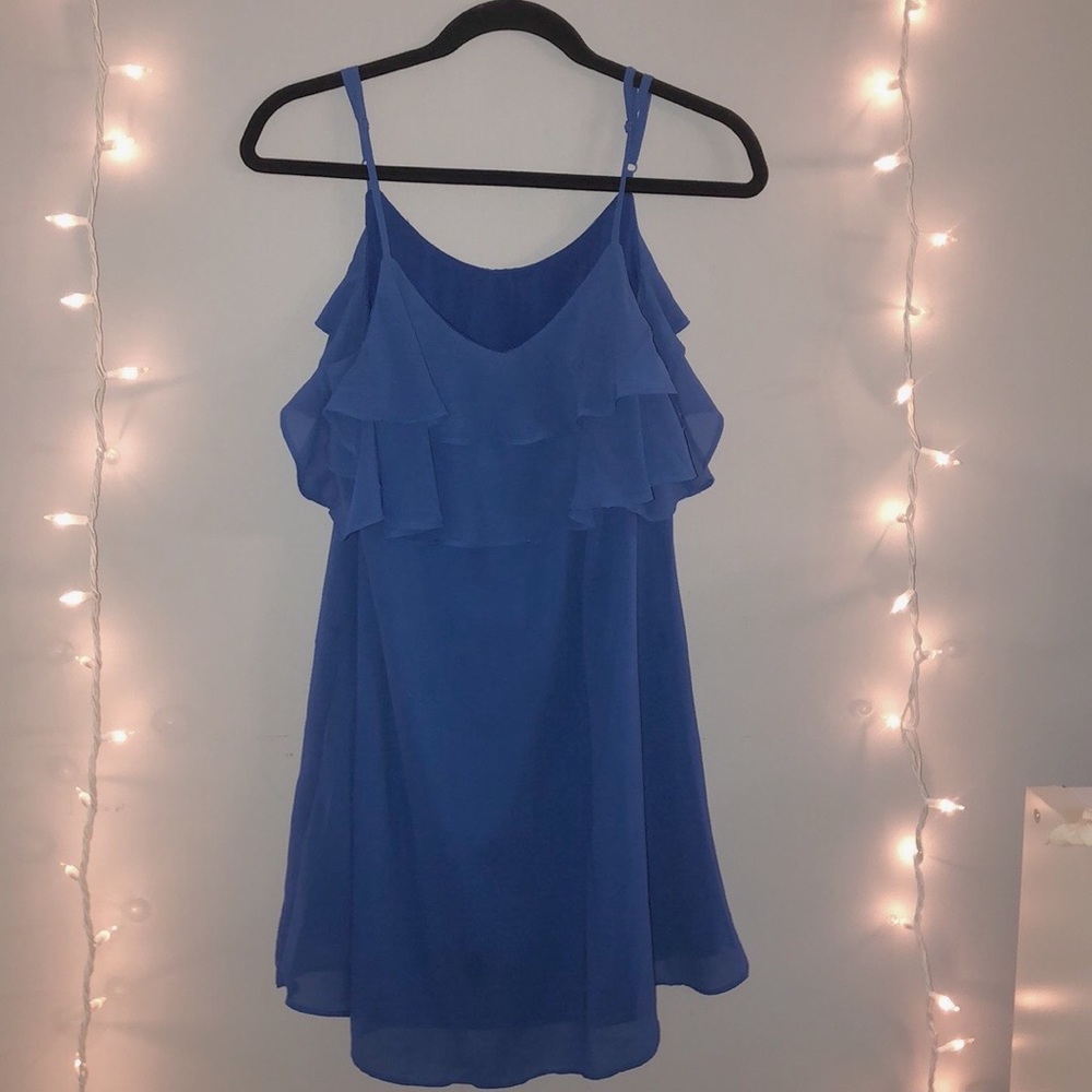 blue flowy strappy dress